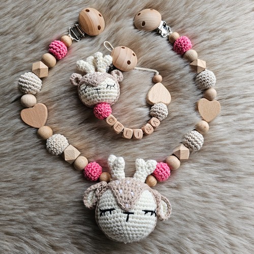 Schnullerkette mit name set - schnullerkette,